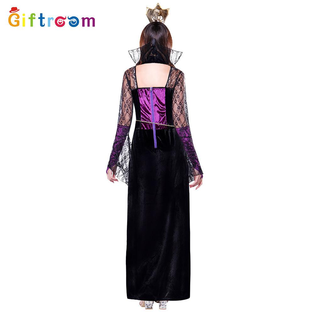 Elegant Purple Crowned Witch Vampire Cosplay Outfit For Halloween Celebrations