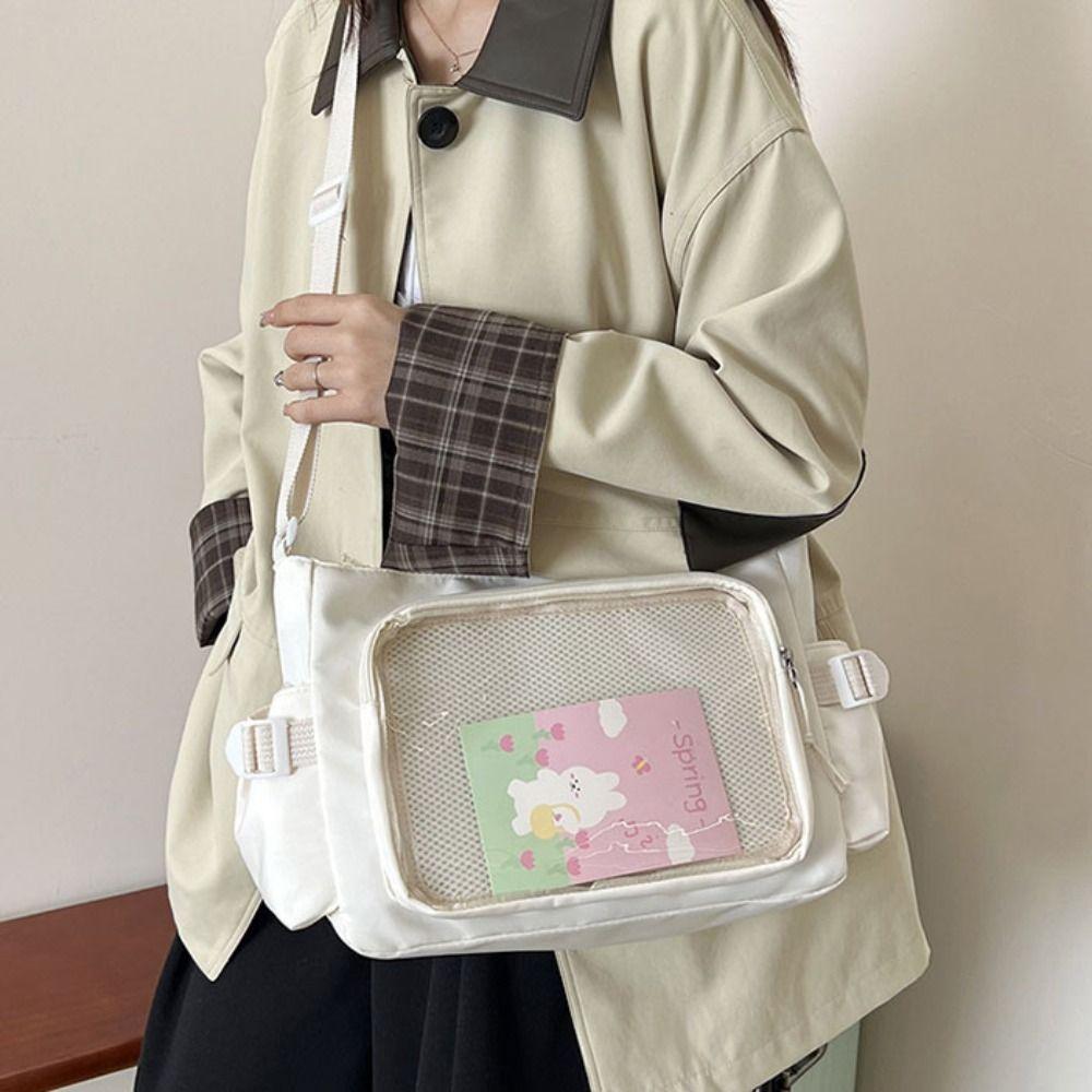 Nylon Transparent Bags Zipper Bag Shoulder Bag Creative Solid Color Itabag  Women