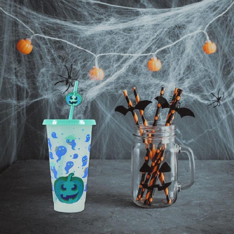 710ML Color Transforming Plastic Cup For Cold Drink Halloween Party Essential With Secure Covers And Sustainable Design