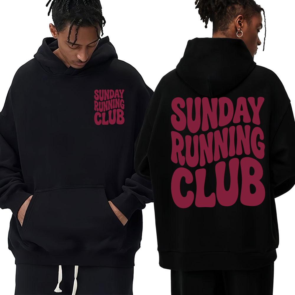 

Sunday Running Club Graphic Hoodie Men Women Sporty Jogging Trendy Sweatshirt Oversized Fleece Casua Gifts S