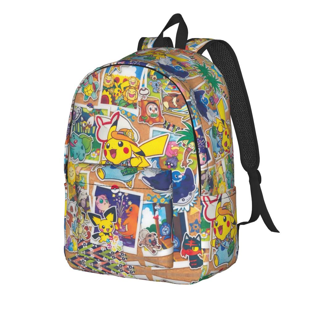 Fashion Cartoon Pokemon Theme Backpack  Mochilas Cool For School Retro Washable Rucksack