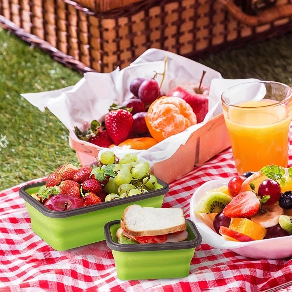 1/4PCS Folding Silicone Lunch Box Kitchen Refrigerator Preservation Box Eco-Friendly Picnic Storage Box Stackable Space Save