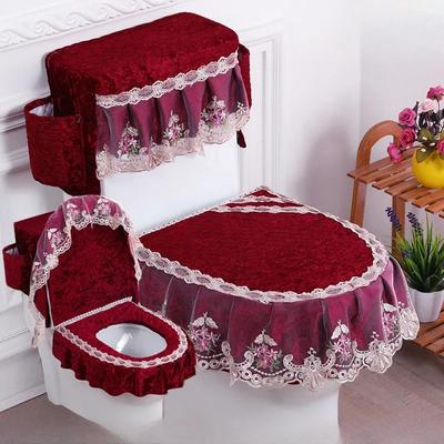 3-teiliges Set Toilettensitzbezug Toilettenwassertankbezug closestool Staubschutzhüllen Toilettensitzkissen Abnehmbarer Toilettenbezug Stoff