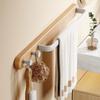 Towel Rack Without Punching Toilet Rack Bathroom with Hook Bath Towel Space Aluminum Hook Rack Wood Towel Rod