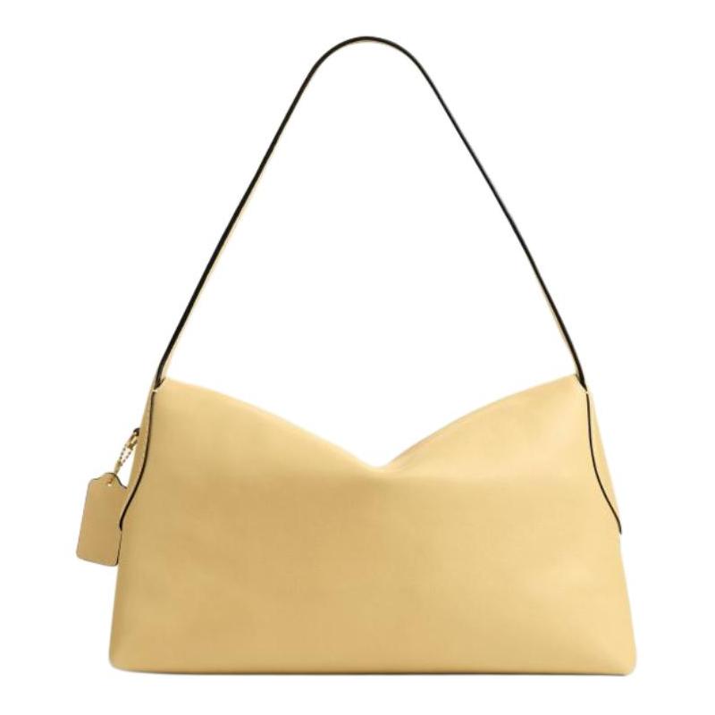 Coach Chelsea 36 Lettering Embossed Metal Hardware Push Lock Closure Calf Leather Shoulder Bag Large Women's Vanilla