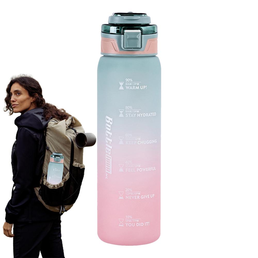 Leakproof Motivational Water Bottle 35 Oz Inspirational Drinking Bottles Easy To Carry Wide Mouth Spillproof Drinking Bottle