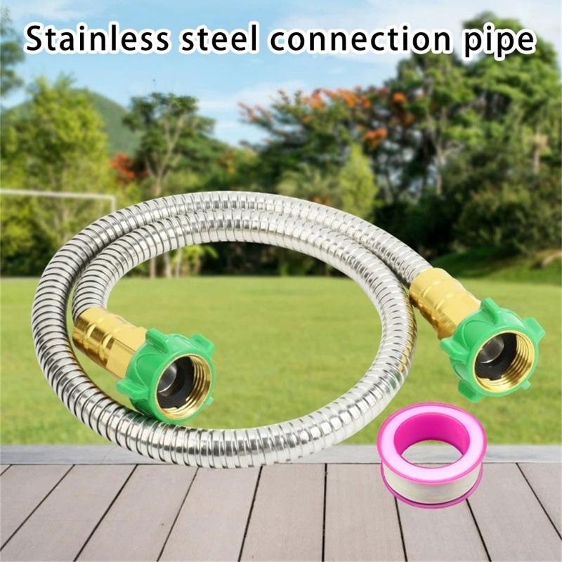 Stainless Steel Garden Leader Hose Female to Female Leader Hose Leakproof Flexible Water Hose Water Pipe Connection
