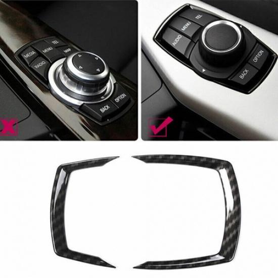For BMW X1 X2 F48 2016- Carbon Fiber Center Console Multimedia Frame Trim