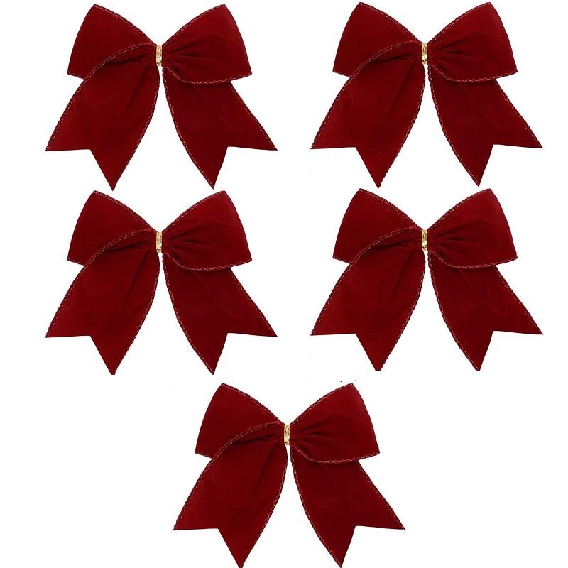 

5PCS Christmas Velvet Bows 6 Inch Rustic Wreath Bows Vintage Xmas Ribbon Bow Holiday Ornaments Christmas Tree Garland DIY Craft 15CM