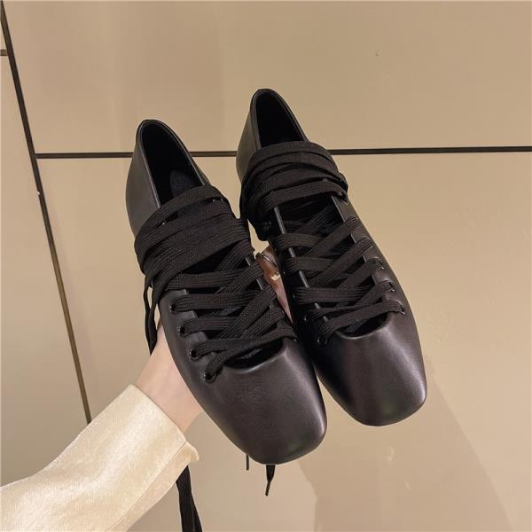 Fashion Shoes Woman Flats Square Toe Dress Retro Ballerinas New Big Size Mary Janes Big Size Shoes Woman Ballet Flats Female Footwear Sq