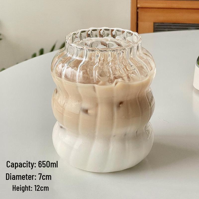 Transparent Glass Beverage Cup for Coffee, Milk, Juice, & Water