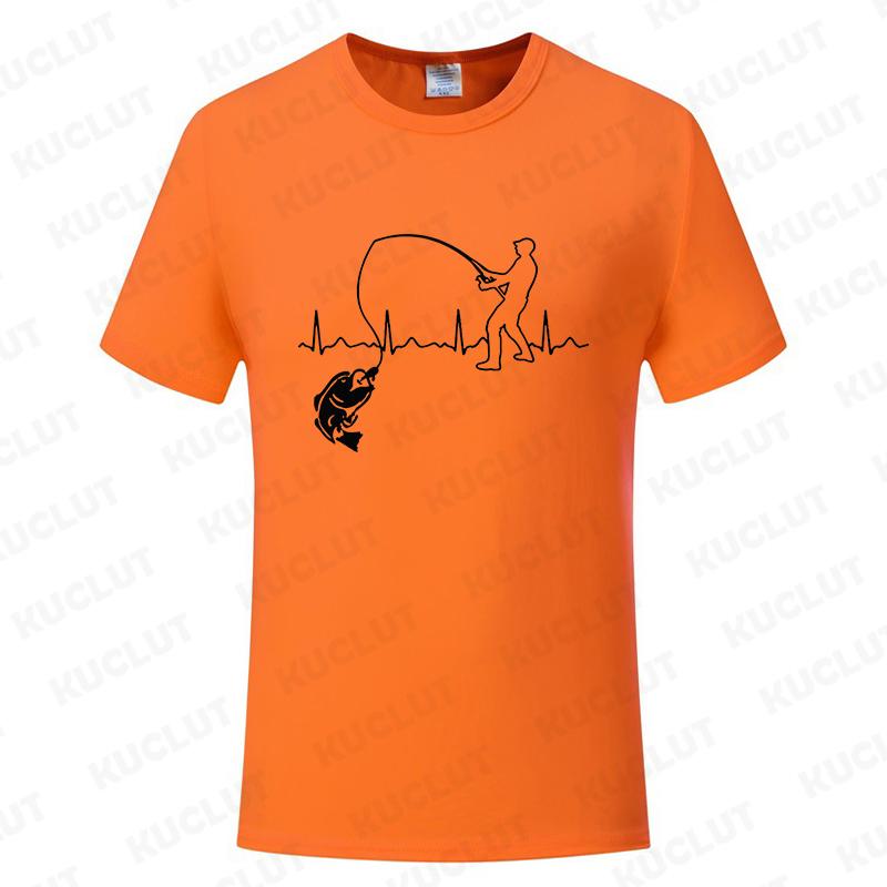 Fashion Fishing ECG T-shirt for Men Funny Design Graphic Y2k Tops Summer Short Sleeve Tees Gift for Fishing Lover Clothing