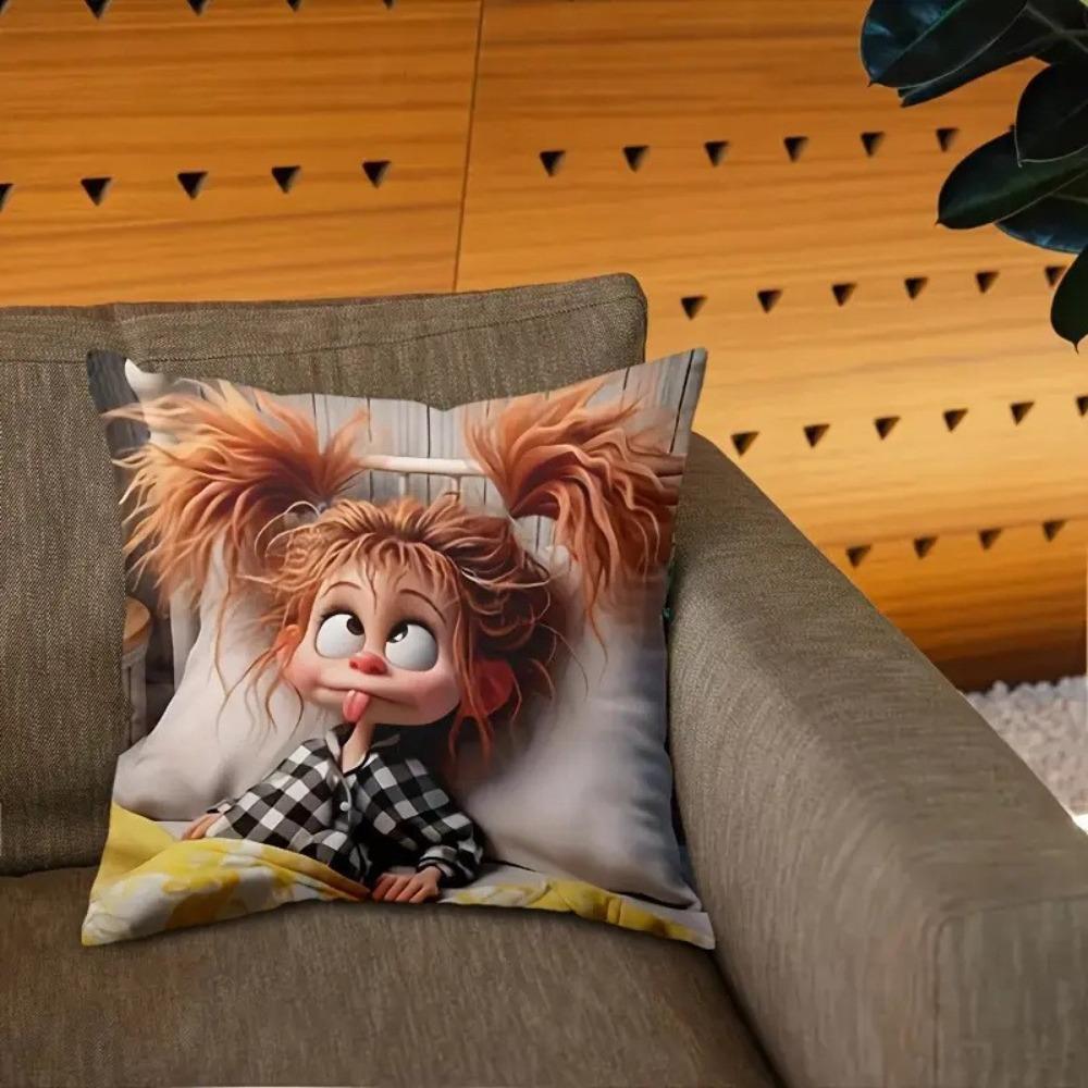 Sofa Pillow Pillowcase Skin-friendly Short Plush Cute Animal Cat Pillow Cover Living Room Cushion Cover Without Core