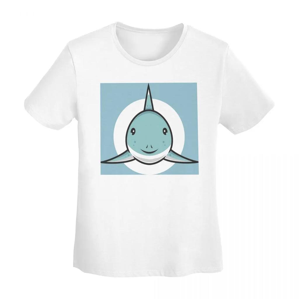 Cute Shark TShirt Women Short Sleeve T Shirts Round Neck Streetwear Cotton Summer Tees Streetwear