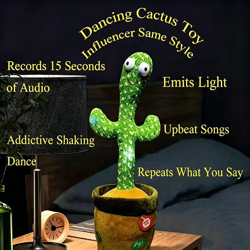 Cacto dançante, o cacto pode cantar, dançar, gravar, aprender, brilhar, brilhar, torcer cacto encantador brinquedo