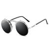 New Vintage Steampunk Sunglasses Round Steam Punk Metal Women Coating Sunglasses Men Retro Circle Sun Glasses Flap sunglasses