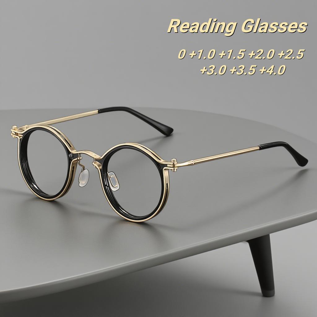 New Retro Men's Anti-blue Light Reading Glasses Women's Classic Round Frame Glasses Transparent Lens Presbyopia Glasses