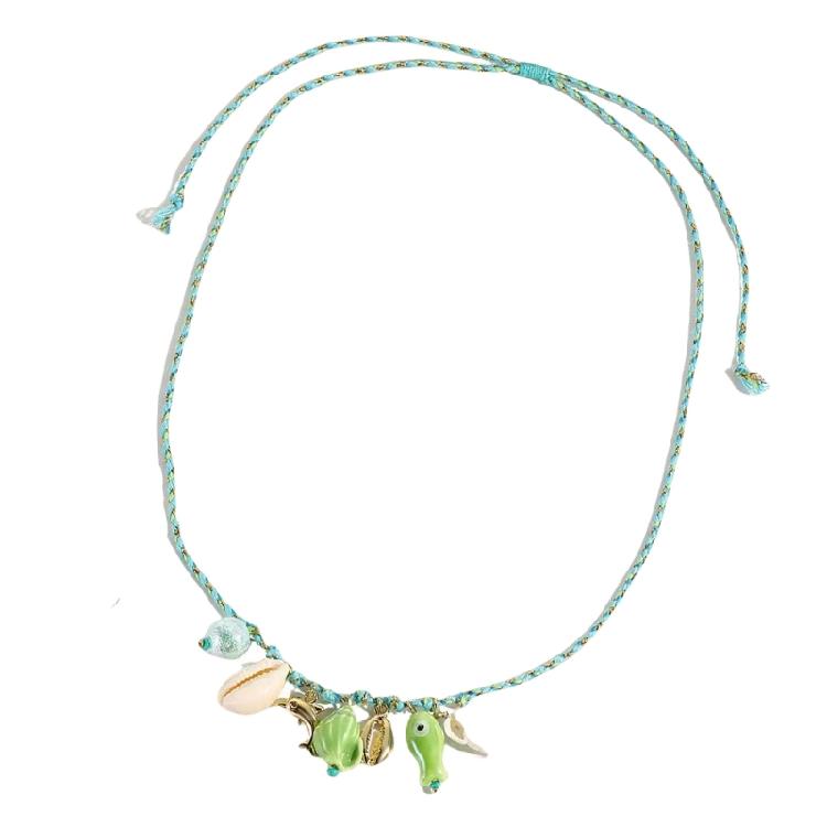 Keramikmuschel und Seestern Perlenkette inspiriert vom Meeresleben Lebendiger Strandschmuck Verstellbar für passend zur Badebekleidung