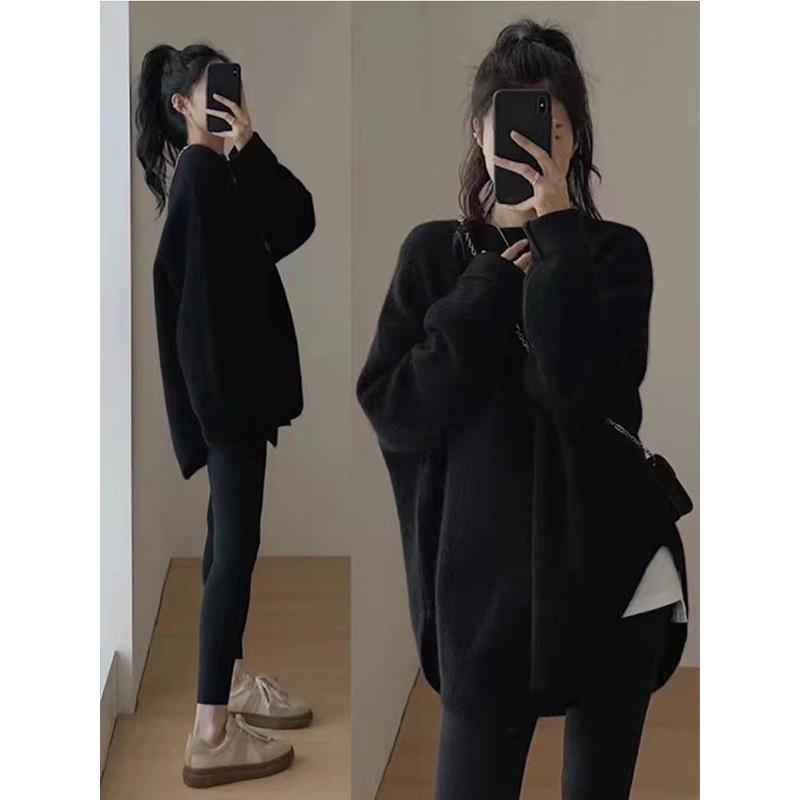 Spring and autumn women Sweater Streetwear Loose Tops Women Pullover Female Jumper Long Sleeve O Neck Knitted Ribbed Sweaters