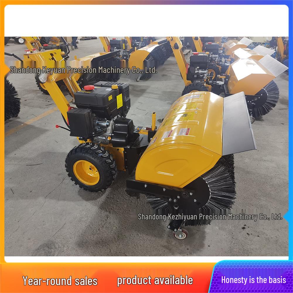 Gas-Powered Snow Sweeper: Hand-Push Roller Brush for Community, Property, and Greenhouse Snow Removal.