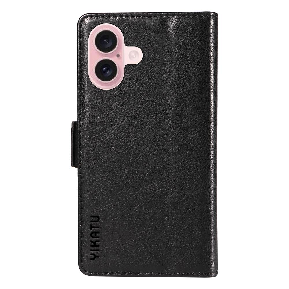 YIKATU YK-007 For iPhone 16 Case Litchi Texture Leather Phone Cover with Wallet Stand