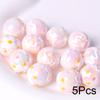 5Pcs Cute Straight Hole Flower Cartoon Round Beads Bracelet Materials Hand-painted Handmade DIY