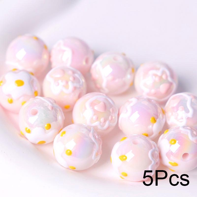 5шт милые прямые отверстия цветок мультфильм круглые бусины браслет материалы ручная — фото 6