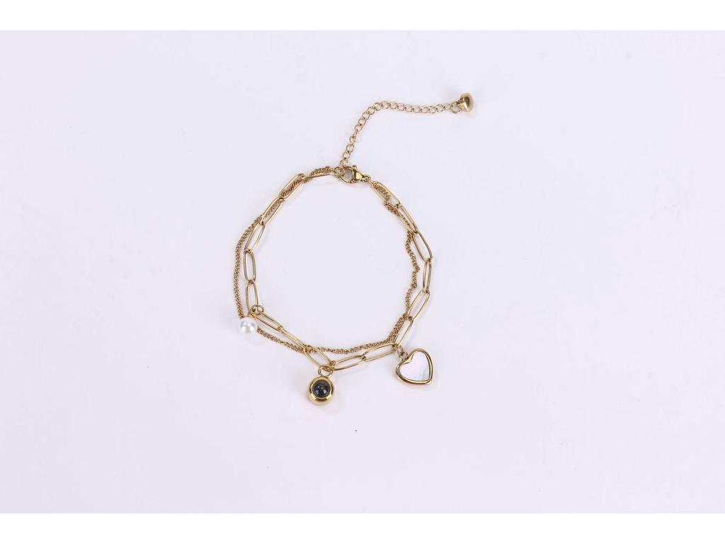 European-American Fashion Double-Layer Heart Bracelet for Women, Titanium Steel, Versatile & Colorfast