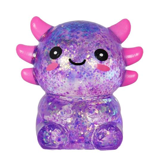 1/4Pcs Glitter Salamander Squeeze Toy Stress Relief Cartoon Salamander Sensory Toy Decompression Clear