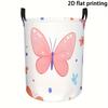 Laundry Hamper, Pink Butterfly Dot Background Pattern, Polyester Fiber, Storage Basket, Large Capacity Storage Basket, Laundry Basket, Storage Basket 