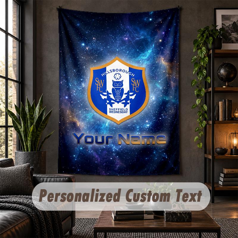 Personalized Wall Tapestry,Sheffield Wednesday FC Custom Text, Soft Fabric Wall Art For Indoor Decoration