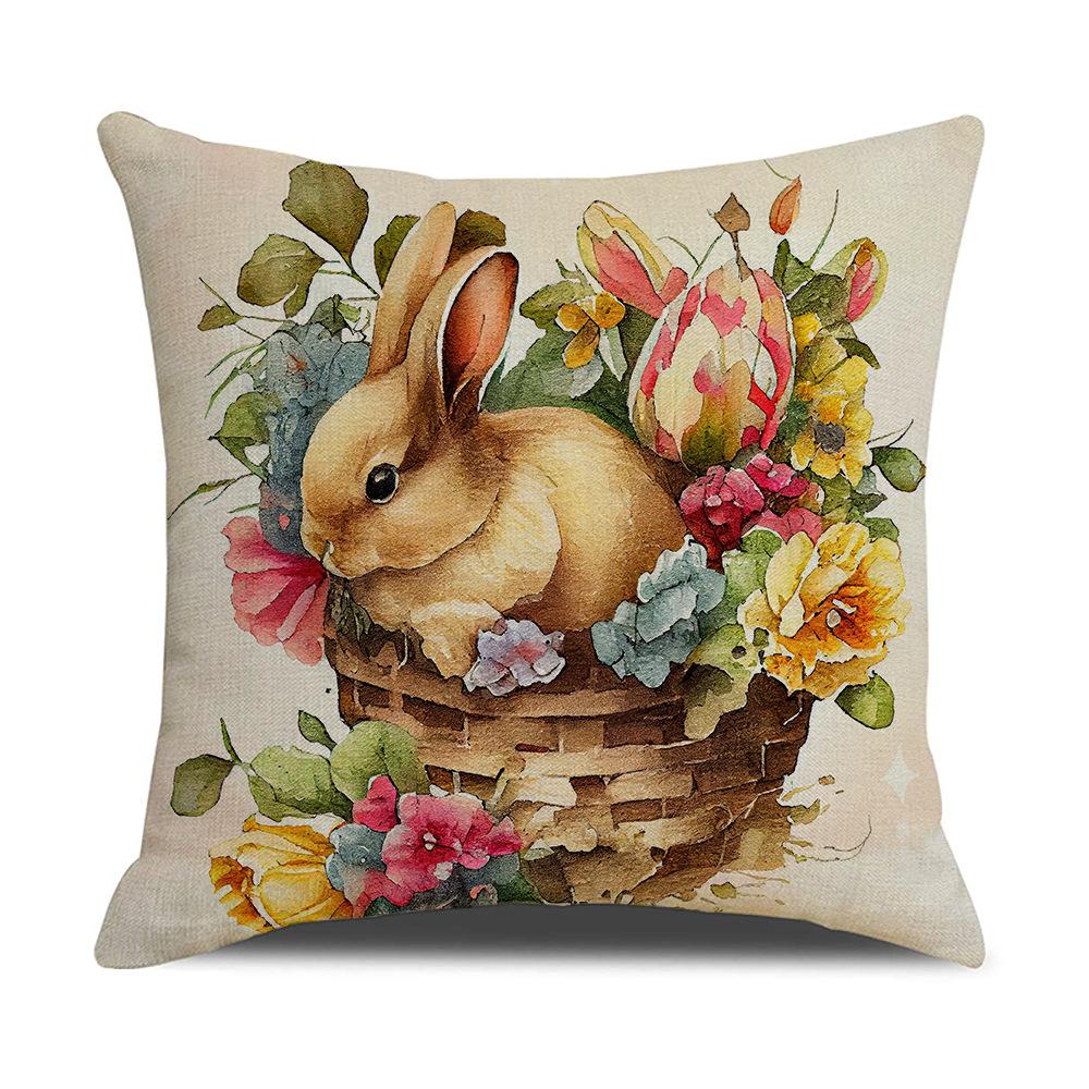 Neuer Oster-Kissenbezug Frühling Beliebt Retro Hase Dekokissen Sofa Kissenbezug