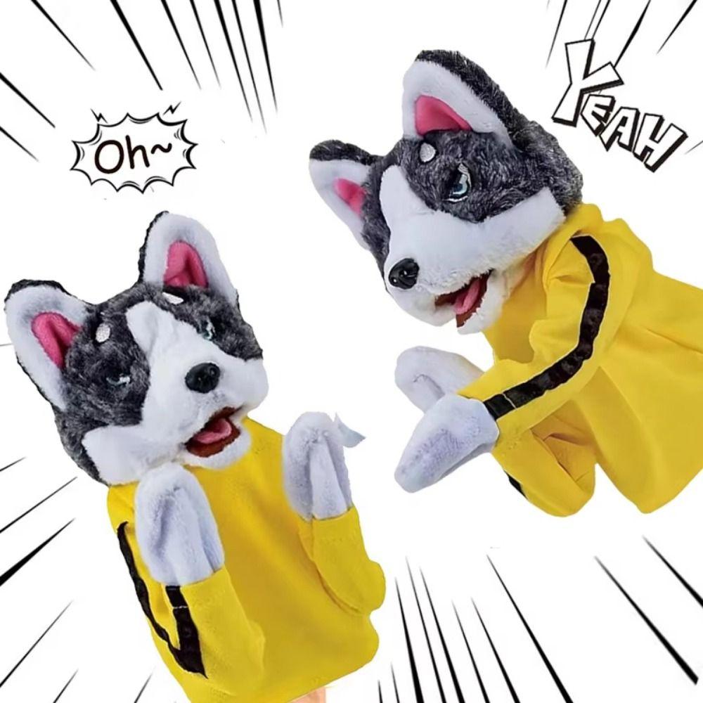 With Sound Kung Fu Glove Doll Funny Sound Plush Puppet Dog Interactive Hand Puppet  Kids Party