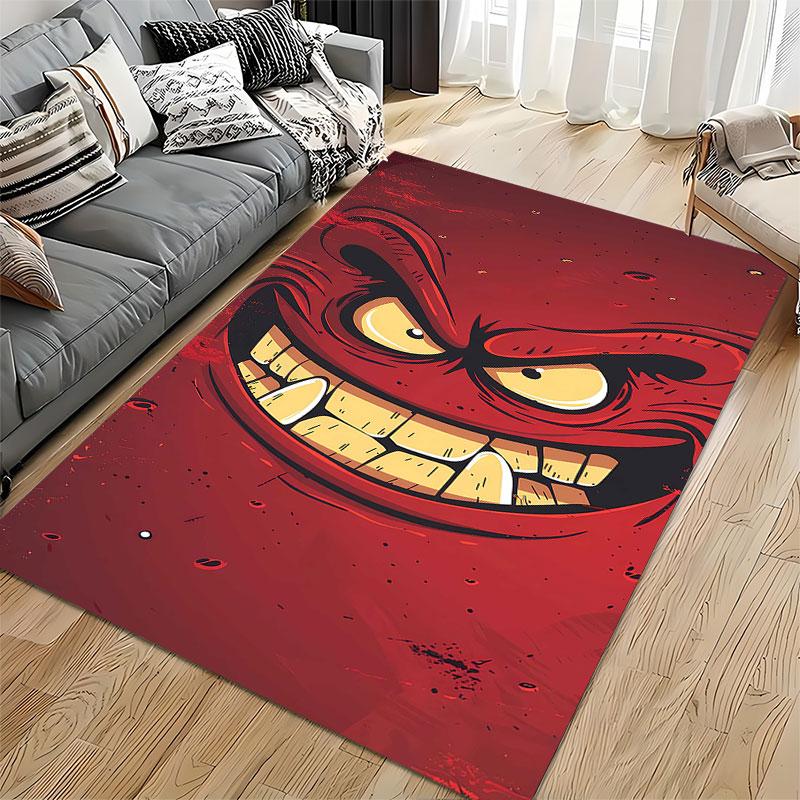Monster Face Grinning Art Carpet suitable as a non-slip mat for the living room or bedroom sofa