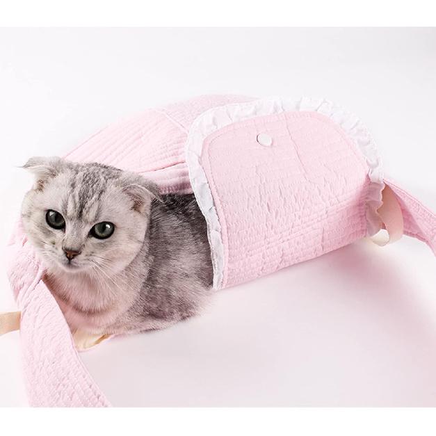 Cat Carrier Sling Bag, Soft Comfortable Cat Carrier Pouch Dog Carriers for Small Dogs Widened Shoulder Straps with Outer Pocket for Outdoor Walking