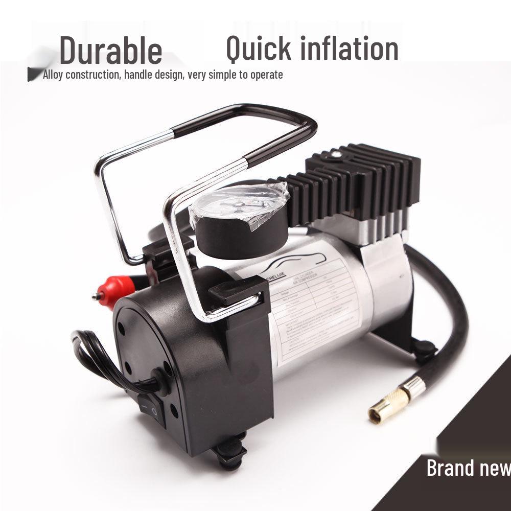 Portable 12V Metal Car Tire Air Pump: Emergency Single Cylinder Electric Tool