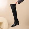 Krazing Pot Microfiber Round Toe High Heels Over-the-knee Boots Size 46 Size 45 Slip On Plus Size Women Over-the-knee Boots