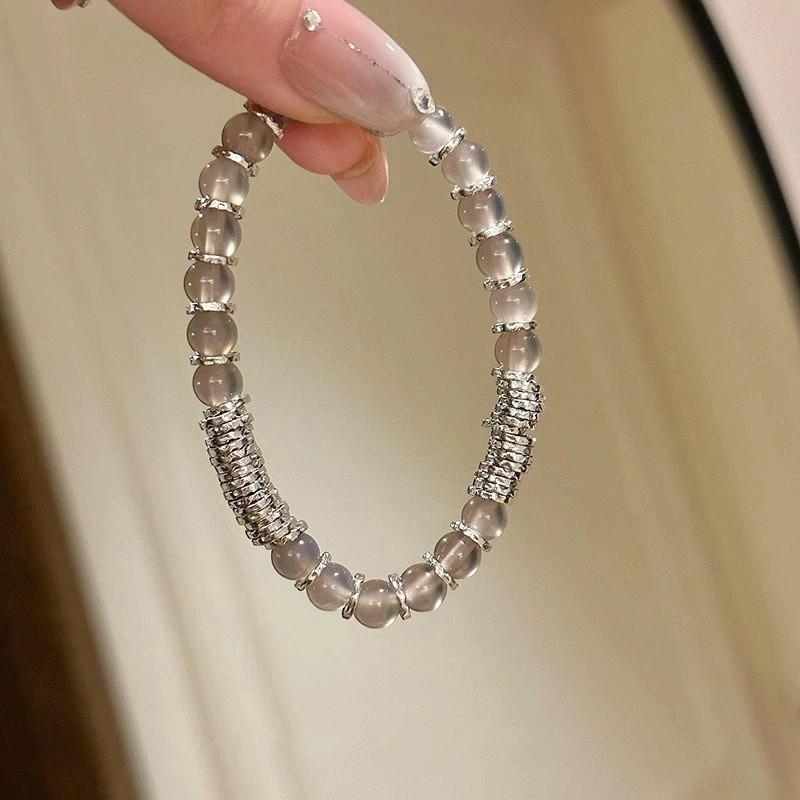 

Trendy Simple Love Pink Pearl Bracelet 2025 New Design Sense Niche High Value Temperament Personalized Fashion Shiny Bracelet