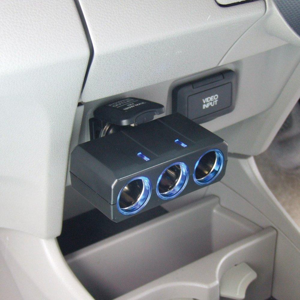 Tsuchiya Yac Car Accessories Socket Distributor Light Direction Triple 24V Black 3-Way CE-368