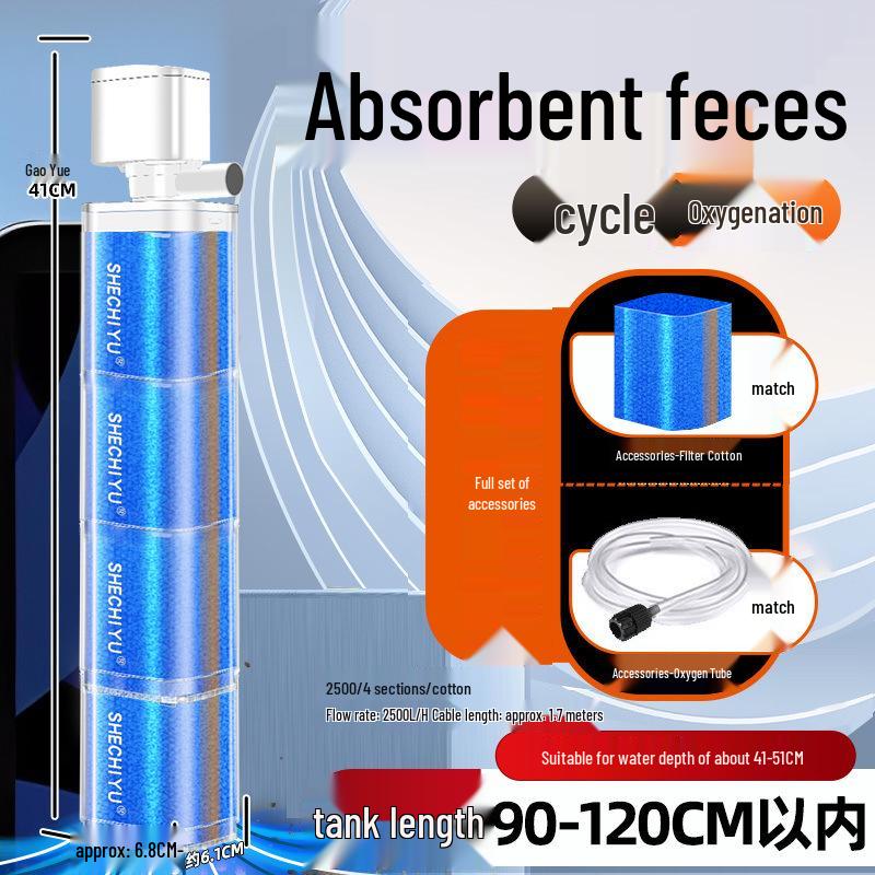 Silent Aquarium Filter: Submersible 3-in-1 Water Purifier, Circulator, and Oxygen Pump with Poop Suction Feature.