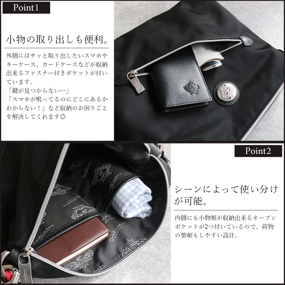 Orobianco IKONIKO-C 01 NYLON DOLLARO 2-Way Shoulder Bag In Limonta Nylon (Made In Italy) - Men's Body BagClutch Bag (Blue SCURONavy)