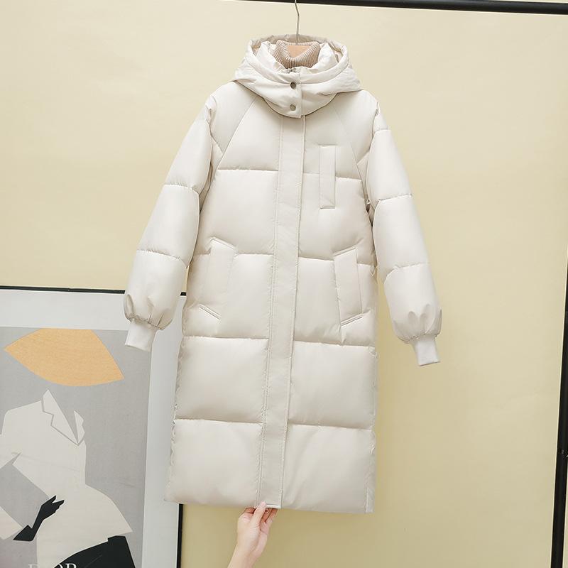 Women's Long Over-Knee Thickened down Cotton Jacket Bread Style Winter Loose Coat Model Warm Cozy Cotton Outerwear