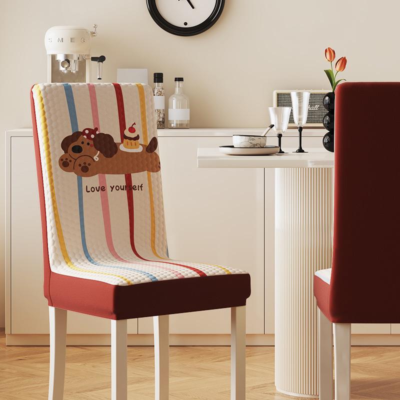 Cartoon Chair Cover Soft Skin-Friendly Decorative Ice Silk Cooling Chair Cover Full Coverage Integrated Backrest Chair Protector