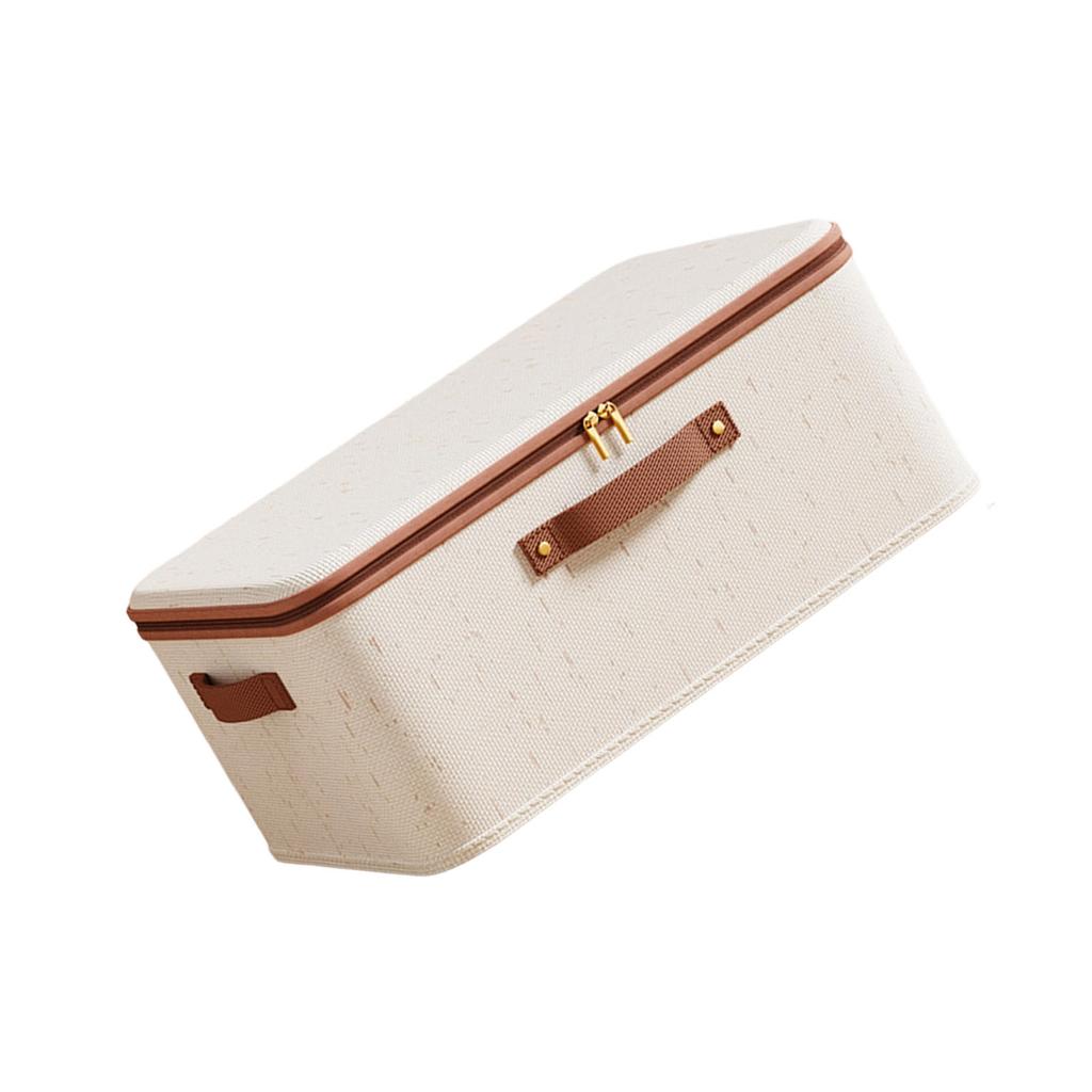 Breathable Cotton Linen Storage Box With Zippered Dustproof Lid For Clothes Bedding Home Organization Supplies
