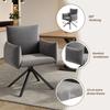 Set of Two Dining Chairs, Upholstered Armchair with 4 Metal Legs, 360 degrees Casual Swivel Chair, Work and Desk Chair, Lumbar Support, Velvet, Grey
