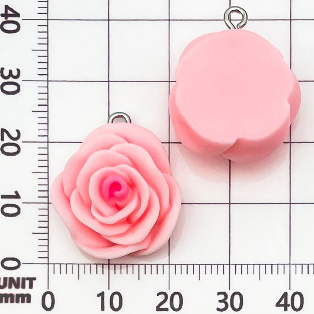 30-Piece Set: Pink Resin Sunflower & Rose Flower Pendants for DIY Jewelry