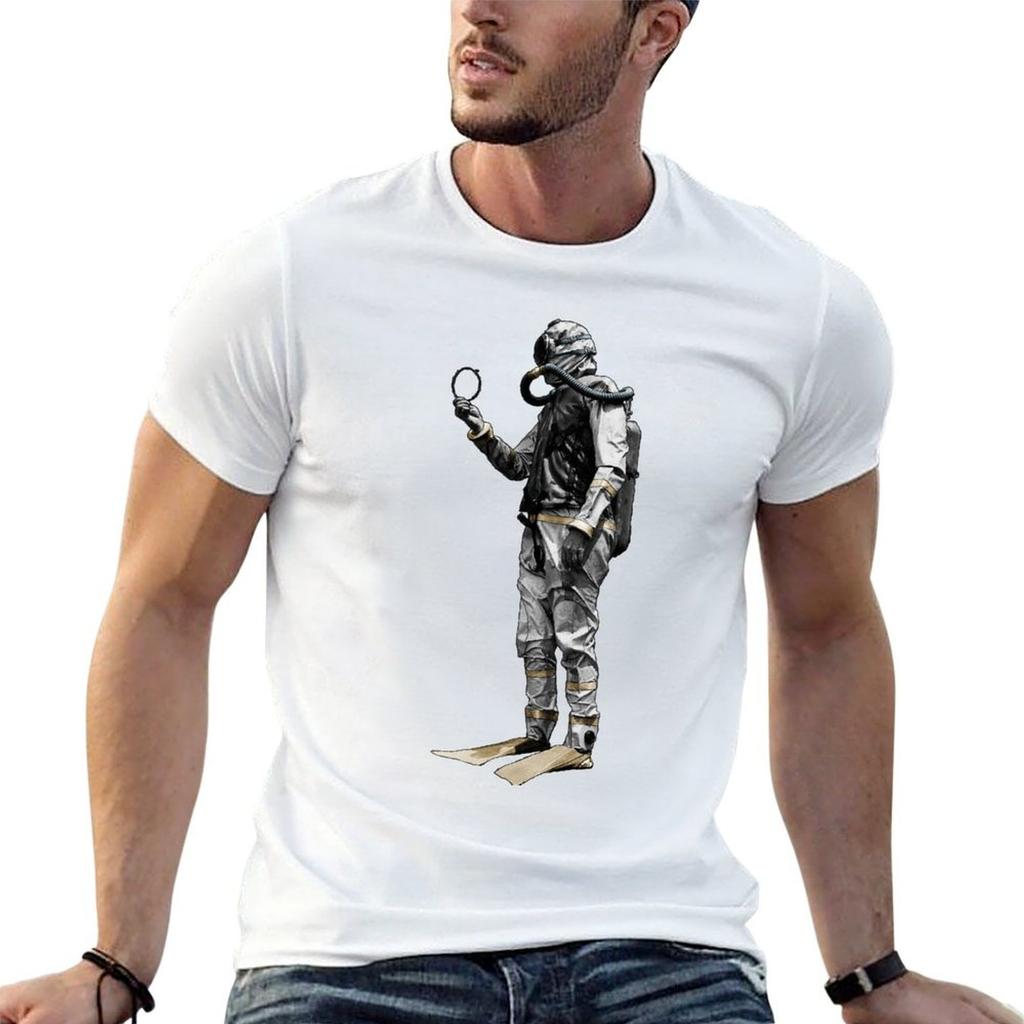 Vintage Scuba Diving Diver with a Double Hose Regulator TShirt T Shirt Man Casual Funny T Shirts Cotton TShirt
