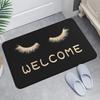 Welcome Eyelash Doormat Pink Glitter Eye Print Non Slip Washable Floor Mat for Home Entrance Hallway Decor