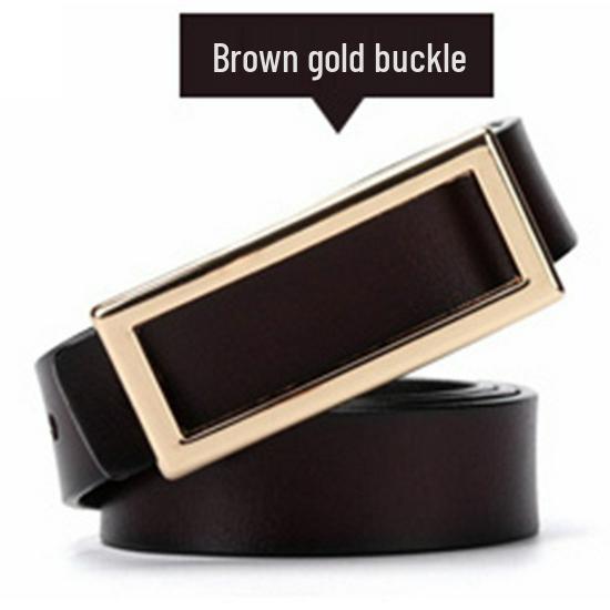 

Женский ремень из натуральной кожи с гладкой пряжкой, чистая коровья кожа, корейская мода, универсальный повседневный стиль. 105 cm