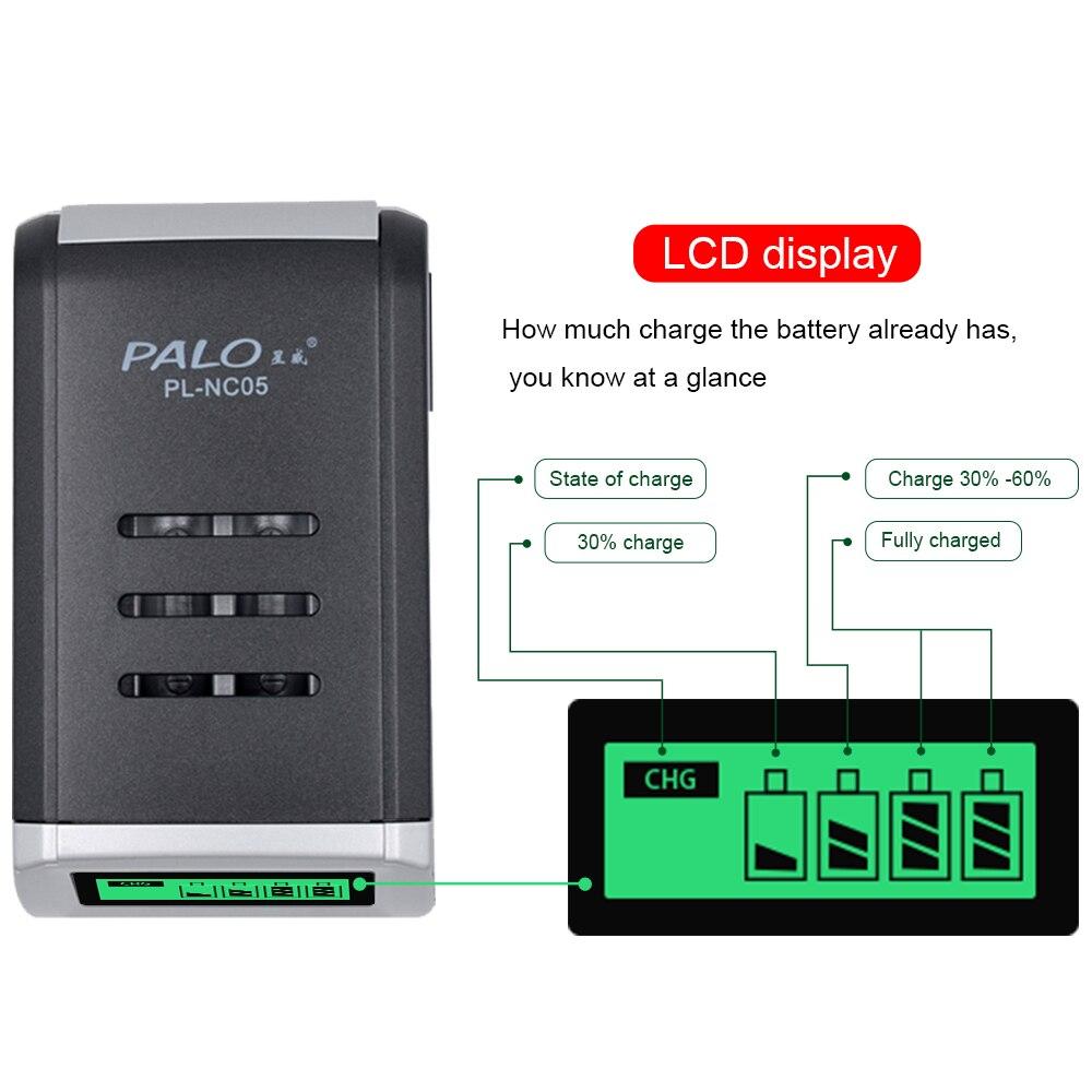 PALO 4 Slots LCD Display Charger for 1.2V AA/AAA Ni-MH Battery + 1100mAh AAA NIMH Rechargeable Battery